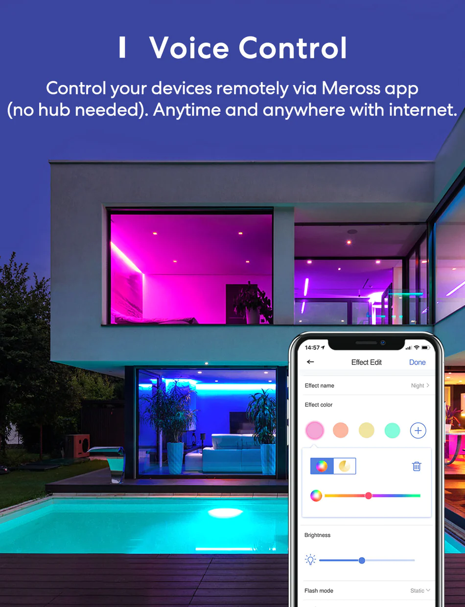 3 7cb81e93 aea1 415c a7be d4e50be0f040 Meross LED light strip 5M X2: Apple HomeKit, Siri, Alexa compatible. RGBWW color changing for home, bedroom.