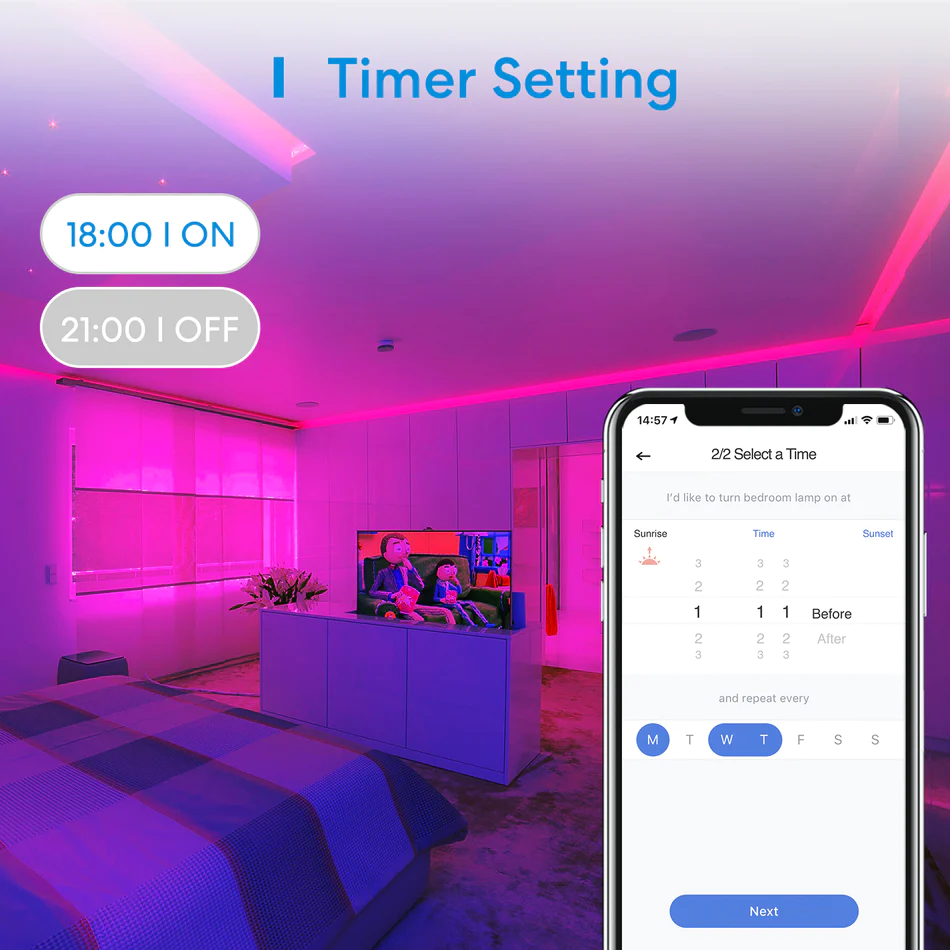 3 9940f38d 523f 46d1 92bd 64078799646e Meross Smart LED Strip: 16.4ft WiFi, Apple HomeKit, Siri, Alexa, Google, SmartThings compatible. 16M colors, app control.
