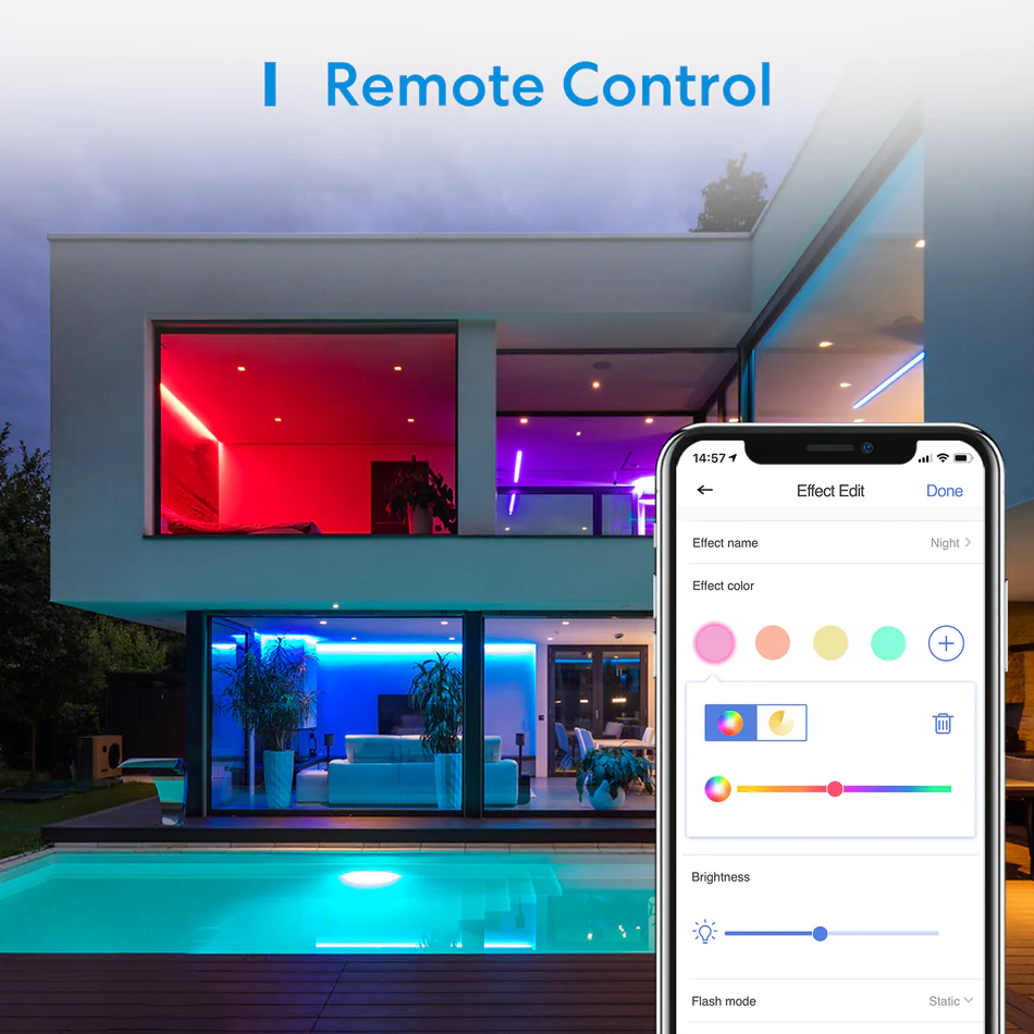 4 abf66834 e04a 4337 a8d8 5d822a33b545 Meross Smart LED Strip: 16.4ft WiFi, Apple HomeKit, Siri, Alexa, Google, SmartThings compatible. 16M colors, app control.