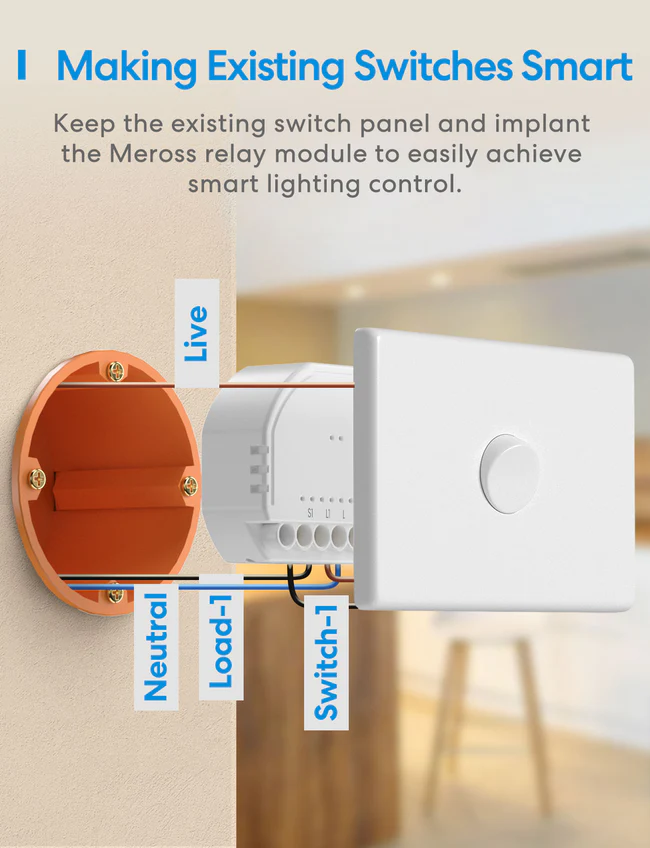 Meross Homekit Wifi In-wall Smart Diy Switch Wireless 1 Gang 1 Way